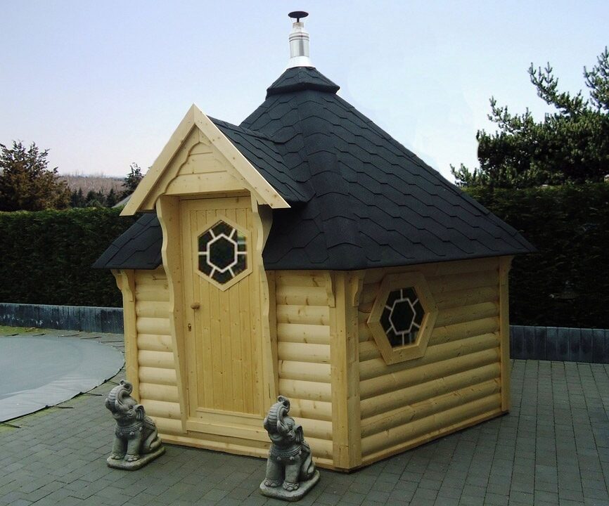 Cabine sauna extérieure 9,2 m² avec vestiaire - vue 1