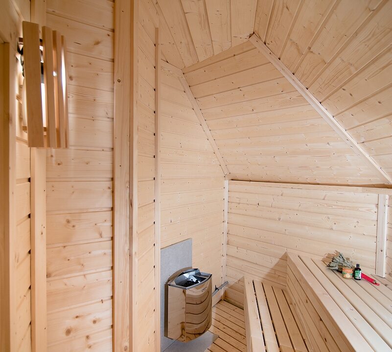 Cabine sauna extérieure 9,2 m² avec vestiaire - vue 2