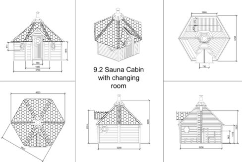 Plan - Cabine sauna extérieure 9,2 m² avec vestiaire