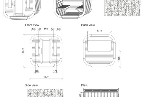Plan - Sauna extérieur Luna 2,3 x 2,4 m