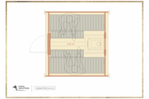 Plan - Sauna pod extérieur 2,4 x 2,3 m