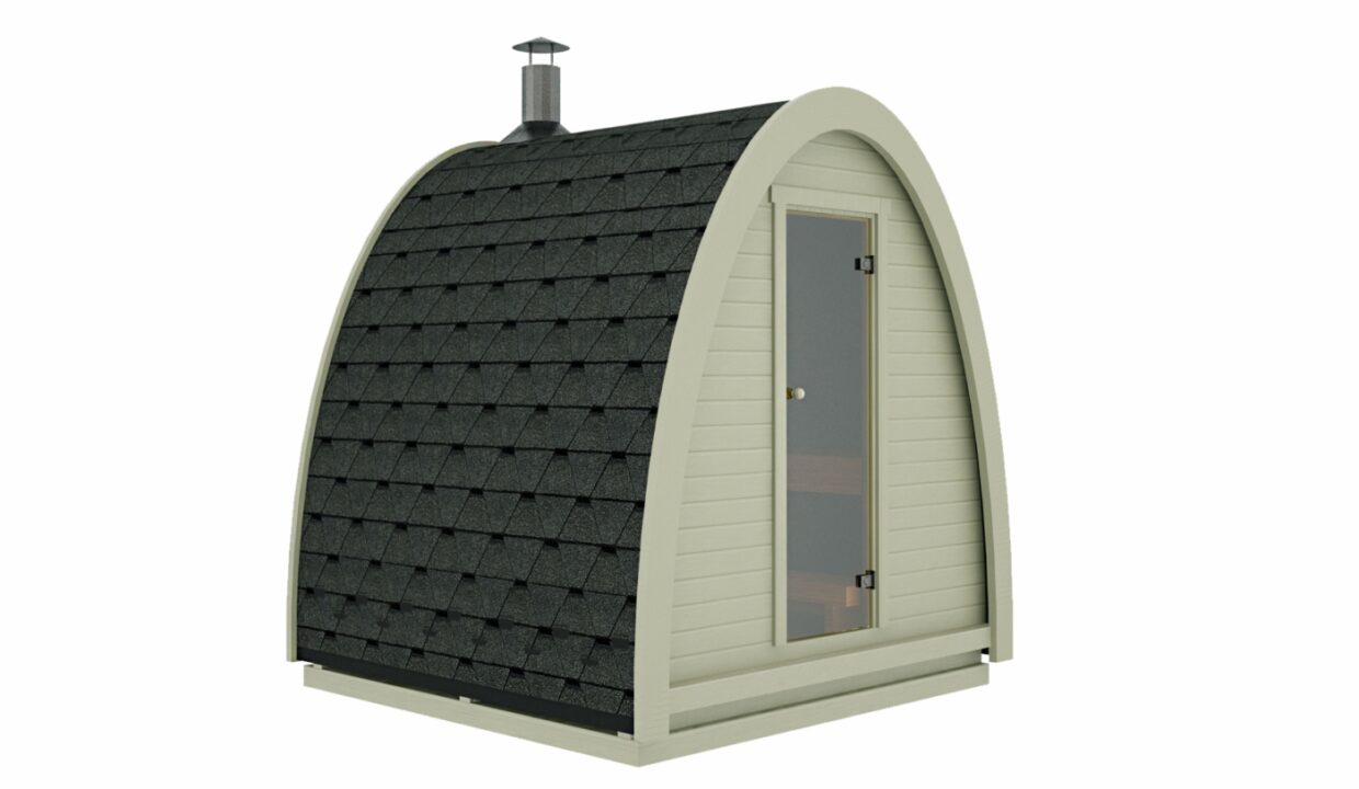 Sauna pod extérieur 2,4 x 2,3 en bois thermo-traité - vue 1