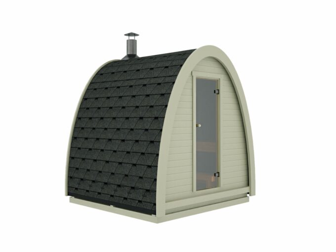Sauna pod extérieur 2,4 x 2,3 en bois thermo-traité - vue extérieure