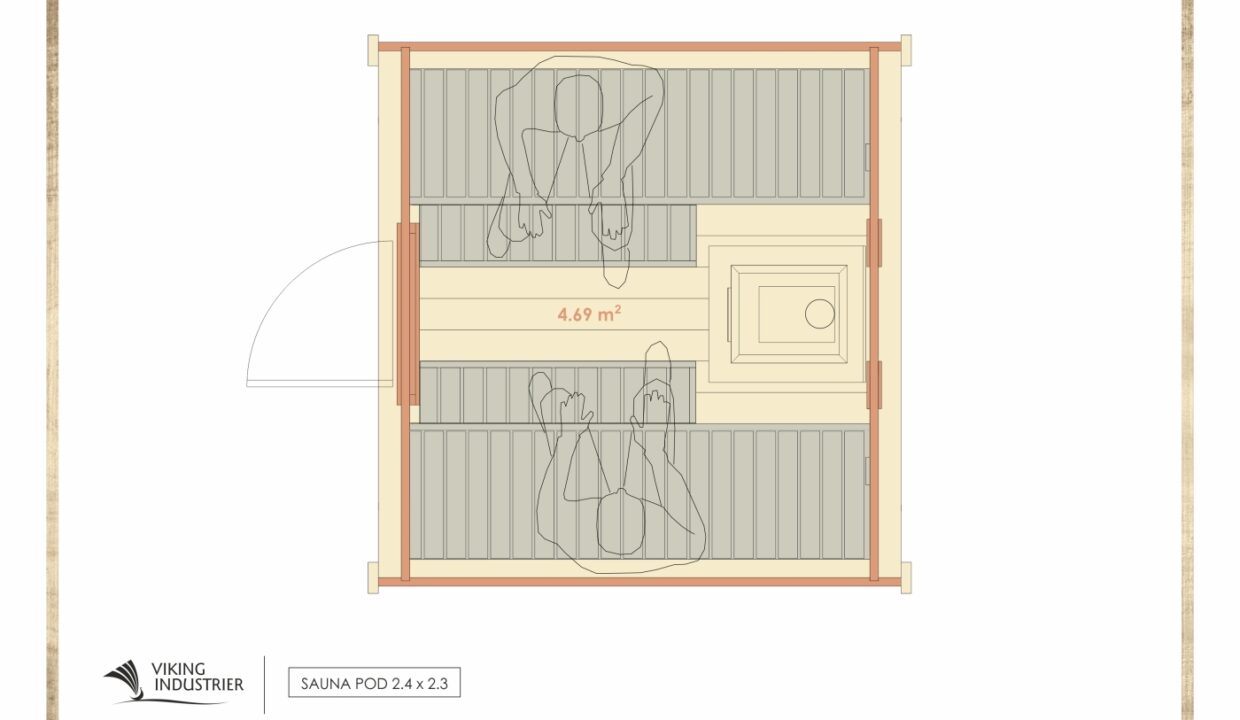 Plan - Sauna pod extérieur 2,4 x 2,3 en bois thermo-traité