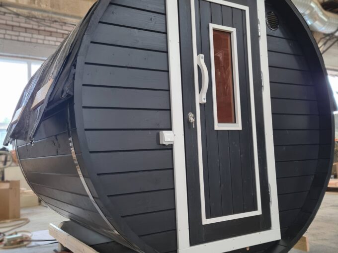 Sauna tonneau extérieur Ø1,9 x 1,63 m Sauna tonneau - vue extérieure