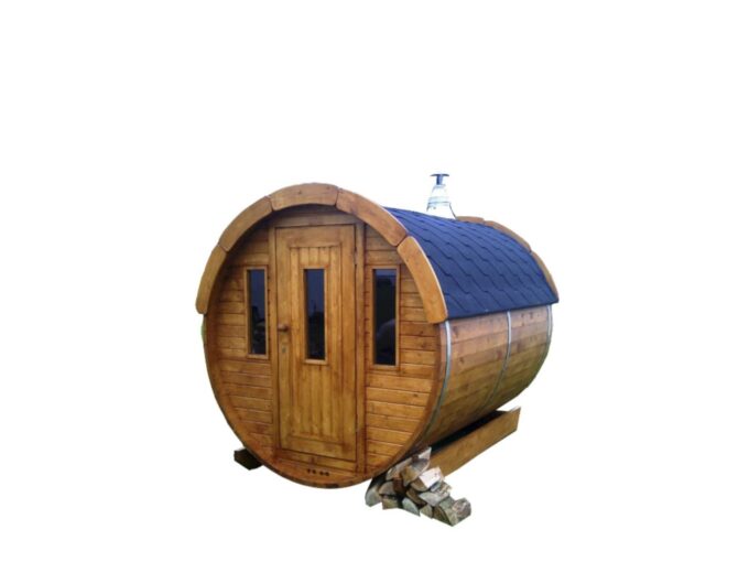 Sauna tonneau extérieur Ø1,9 x 2 m Sauna tonneau - vue extérieure