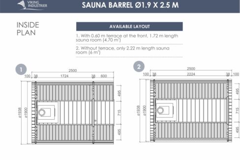 Plan - Sauna tonneau extérieur Ø1,9 x 2,5 m Sauna tonneau