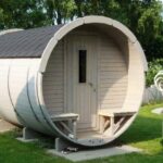 Sauna tonneau extérieur Ø1,9 x 3,5 m Sauna tonneau - vue extérieure