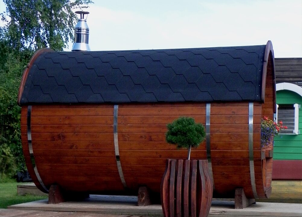Sauna tonneau extérieur Ø2,2 x 2,5 m Sauna tonneau - vue 1