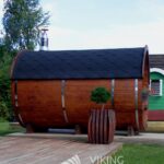Sauna tonneau extérieur Ø2,2 x 2,5 m Sauna tonneau - vue extérieure