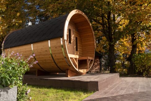 Sauna tonneau extérieur Ø2,2 x 3,5 m Sauna tonneau - vue 1