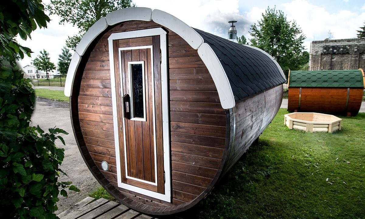 Sauna tonneau extérieur Ø2,2 x 4 m Sauna tonneau - vue 1