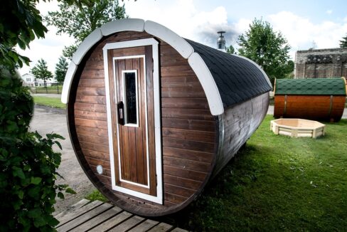Sauna tonneau extérieur Ø2,2 x 4 m Sauna tonneau - vue 1