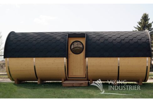 Sauna tonneau extérieur Ø2,2 x 5,9 m Sauna tonneau à entrée latérale - vue 1