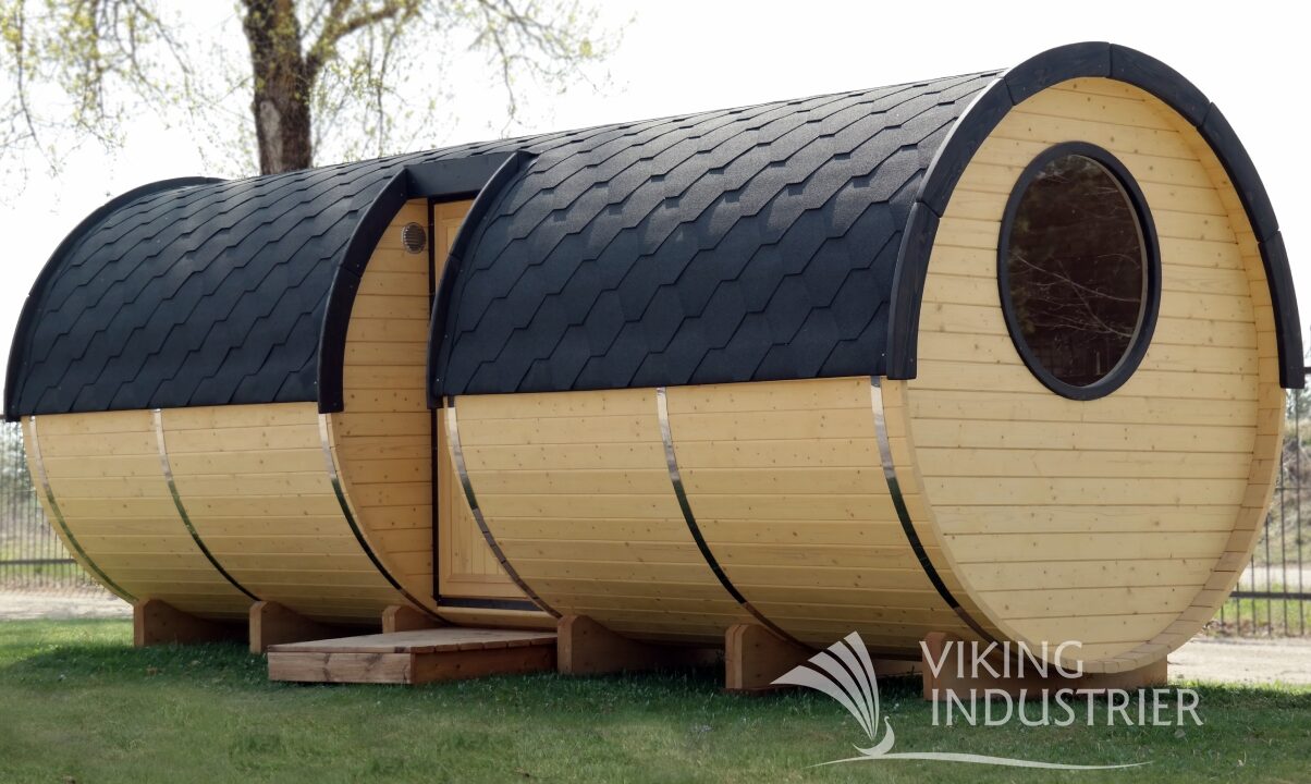 Sauna tonneau extérieur Ø2,2 x 5,9 m Sauna tonneau à entrée latérale - vue 2