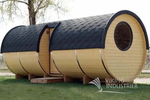 Sauna tonneau extérieur Ø2,2 x 5,9 m Sauna tonneau à entrée latérale - vue 2