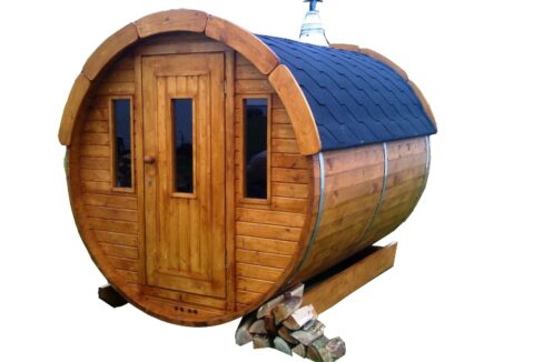 Sauna tonneau extérieur Ø1,9 x 2 m Sauna tonneau en bois thermo-traité - vue 1