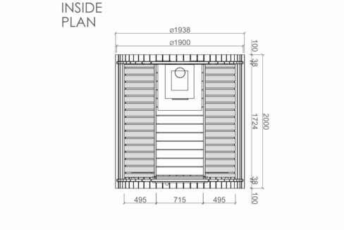 Plan - Sauna tonneau extérieur Ø1,9 x 2 m Sauna tonneau en bois thermo-traité