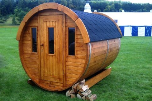 Sauna tonneau extérieur Ø1,9 x 2,5 m Sauna tonneau en bois thermo-traité - vue 1