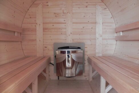 Sauna tonneau extérieur Ø1,9 x 2,5 m Sauna tonneau en bois thermo-traité - vue 2