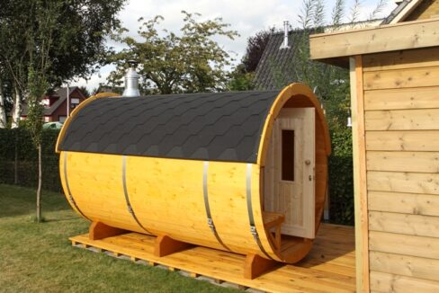 Sauna tonneau extérieur Ø1,9 x 3 m Sauna tonneau en bois thermo-traité - vue 1