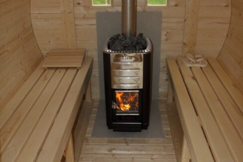 Sauna tonneau extérieur Ø1,9 x 3 m Sauna tonneau en bois thermo-traité - vue 3