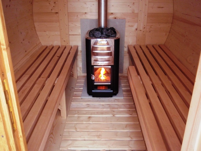 Sauna tonneau extérieur Ø1,9 x 3,5 m Sauna tonneau en bois thermo-traité - vue 2