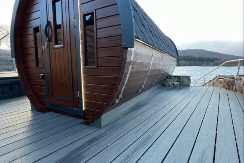 Sauna tonneau extérieur Ø2,2 x 4 m Sauna tonneau en bois thermo-traité - vue 1
