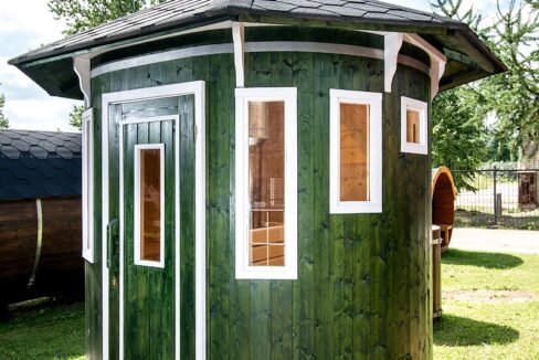 Sauna extérieur vertical ovale tonneau - vue 1