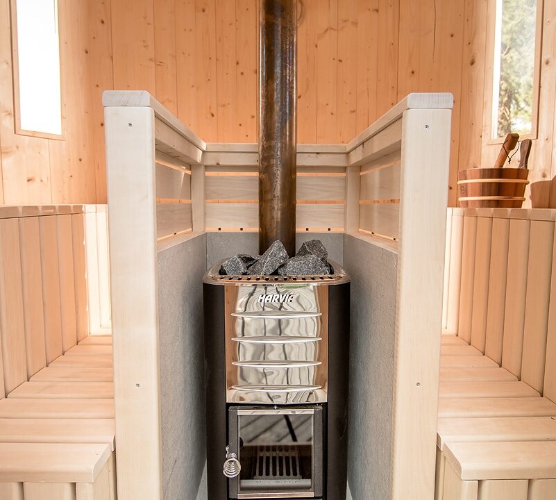 Sauna extérieur vertical ovale tonneau - vue 2