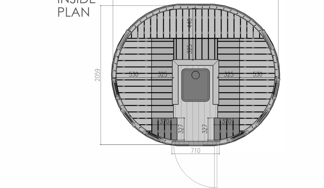 Plan - Sauna extérieur vertical ovale tonneau