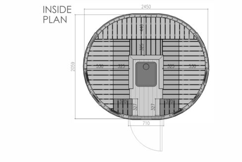 Plan - Sauna extérieur vertical ovale tonneau