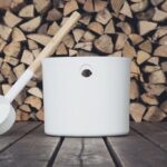 Duo seau et louche de sauna blanc - vue principale