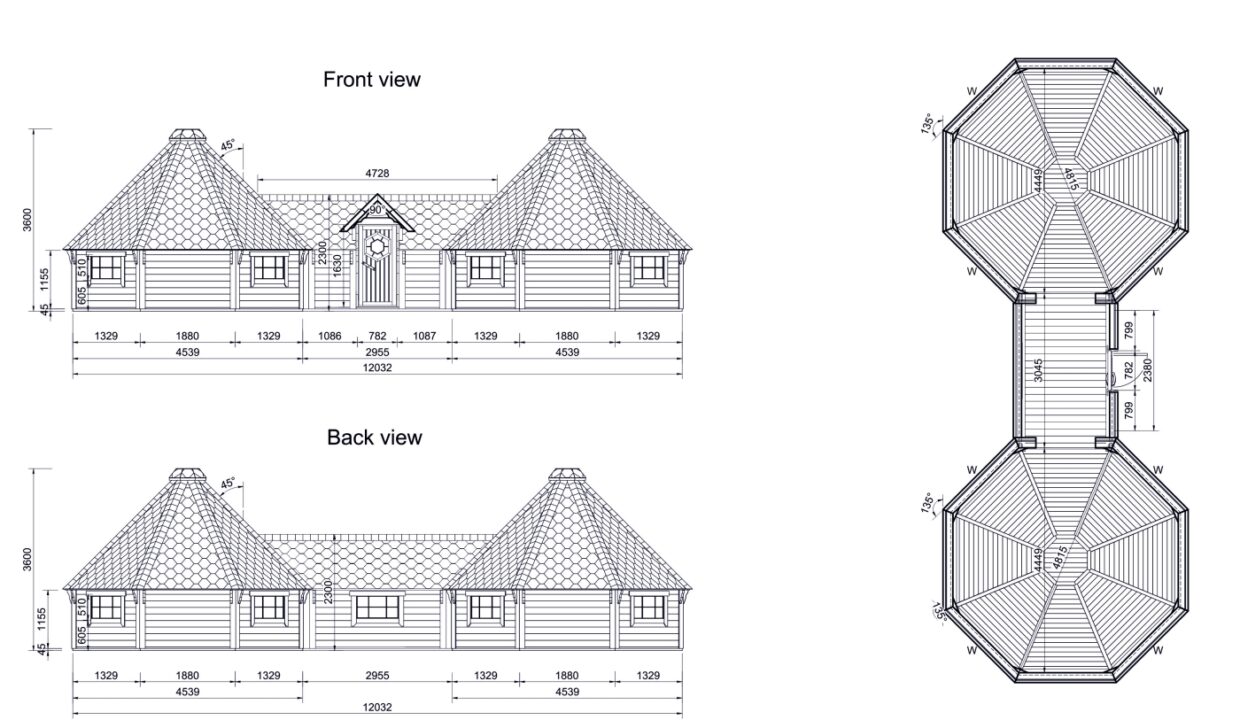 Plan du Double cabane de camping 33 m²