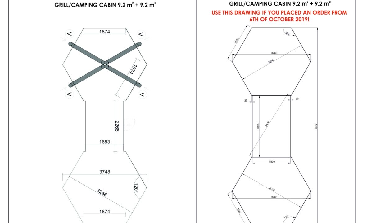 Plan du Double cabane de camping 18,4 m²