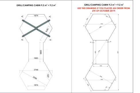 Plan du Double cabane de camping 18,4 m²