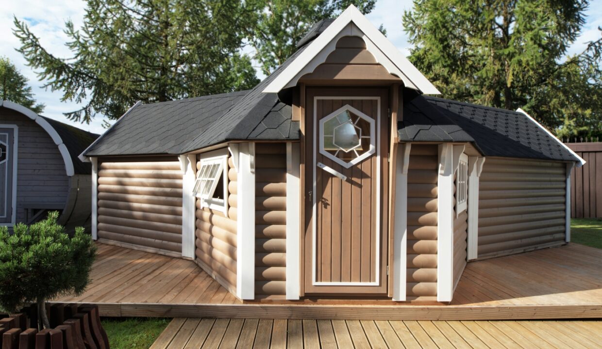 Kota de camping 17,2 m² avec deux extensions - vue extérieure