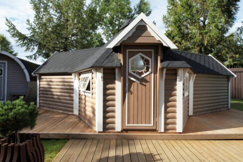 Kota de camping 17,2 m² avec deux extensions - vue extérieure