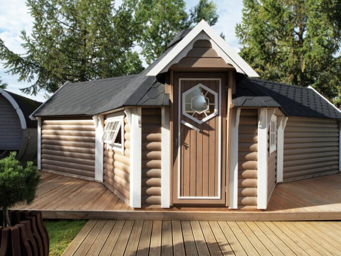 Kota de camping 17,2 m² avec deux extensions - vue extérieure