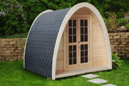 Pod de camping en bois 2,4 x 4 m - vue extérieure