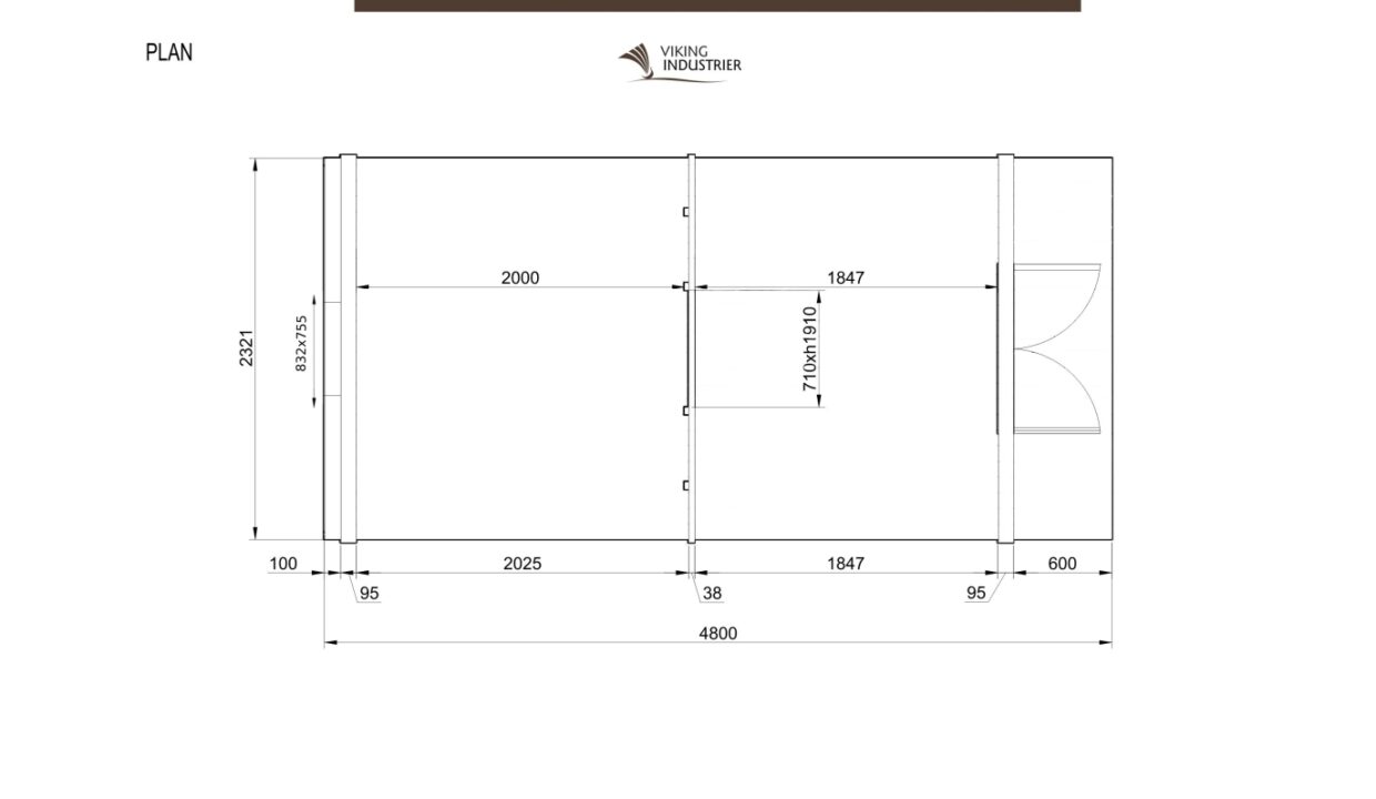 Plan du Pod de camping isolé 2,4 x 4,8 m