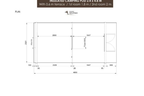 Plan du Pod de camping isolé 2,4 x 4,8 m
