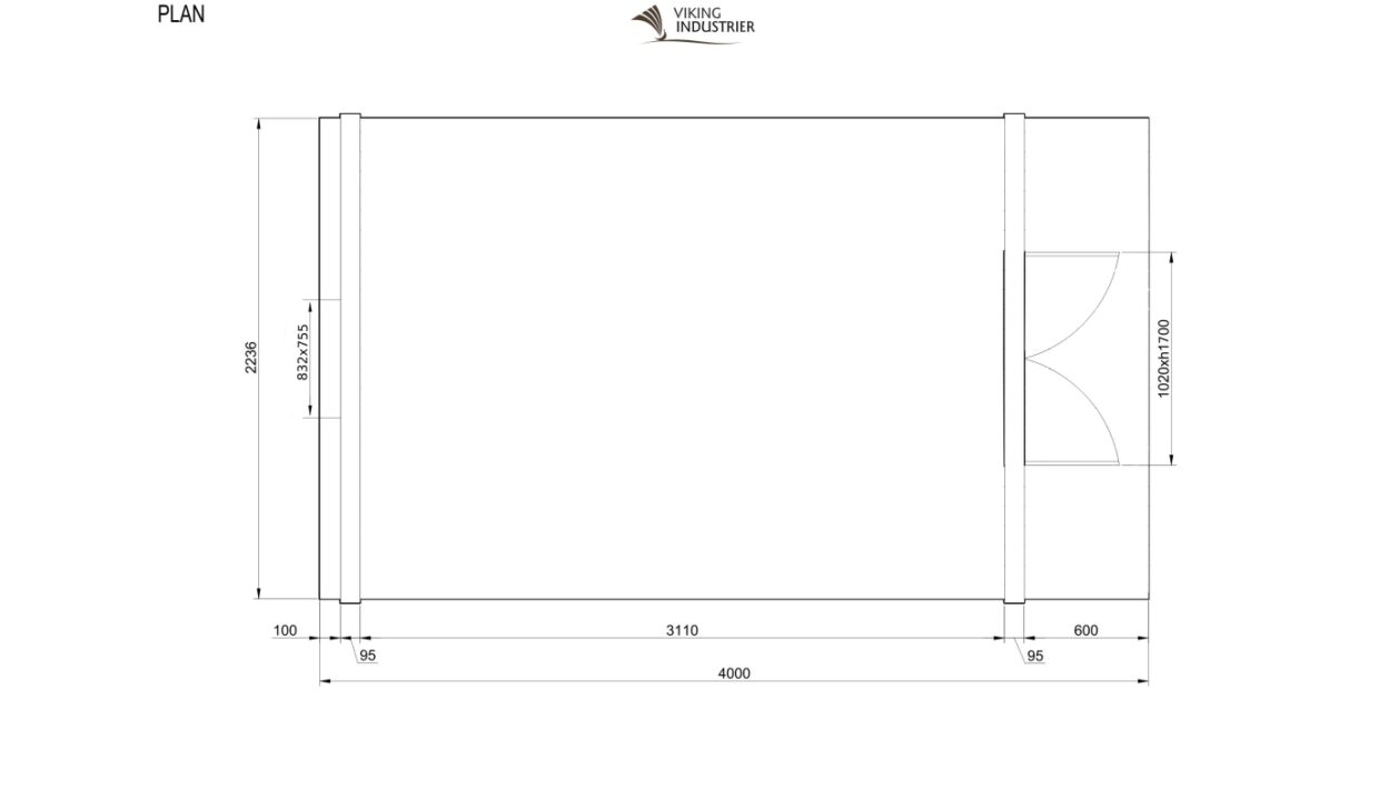 Plan du Pod de camping isolé 2,4 x 4 m