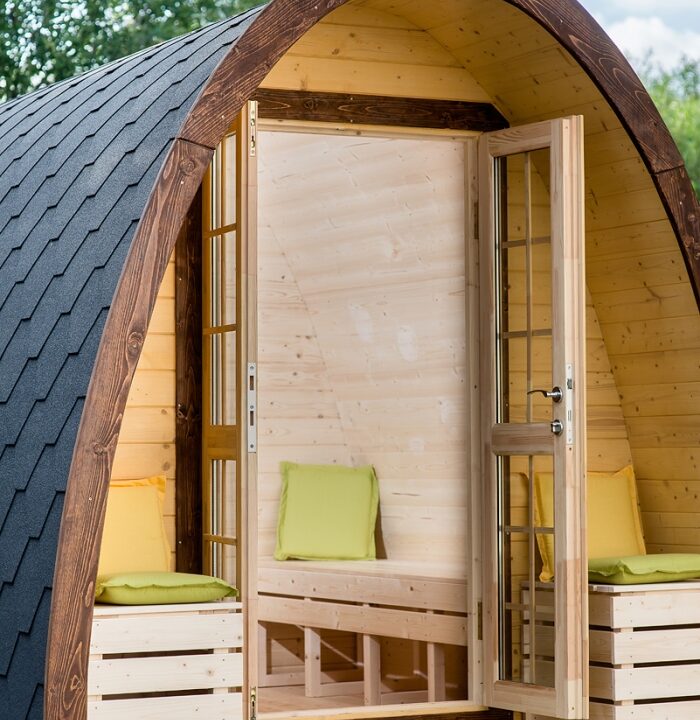 Pod de camping en bois 2,4 x 3 m - vue extérieure