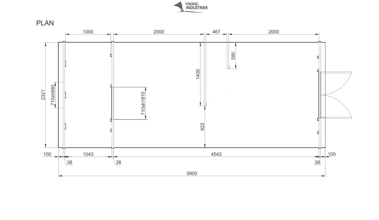 Plan du Pod de camping 2,4 x 5,9 m sans terrasse