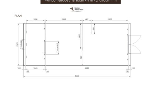 Plan du Pod de camping 2,4 x 5,9 m sans terrasse