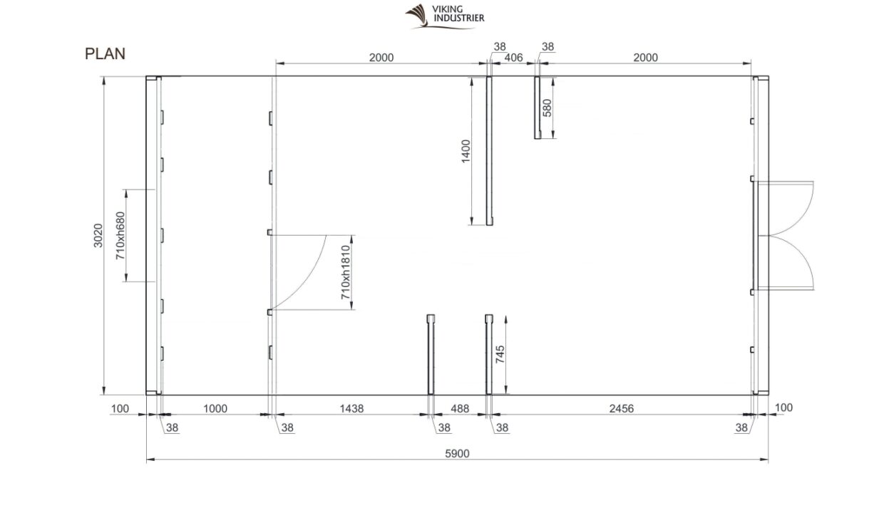 Plan du Pod de camping 3,2 x 5,9 m sans terrasse