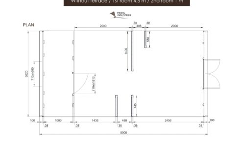 Plan du Pod de camping 3,2 x 5,9 m sans terrasse