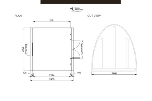 Plan du Pod de camping 2,4 x 2,4 m sans terrasse