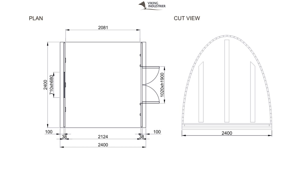 Plan du Pod en bois thermo-traité 2,4 x 2,4 m